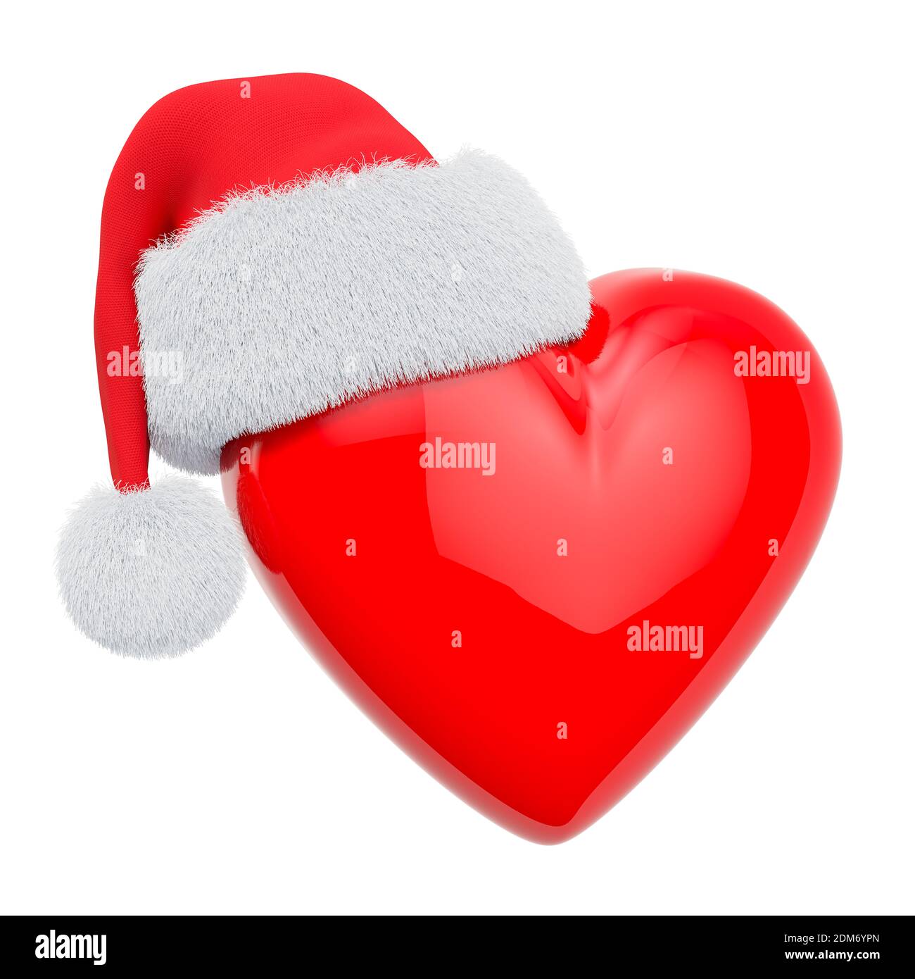 Cuore rosso con cappello di Natale rosso Babbo Natale. Rendering 3D isolato  su sfondo bianco Foto stock - Alamy