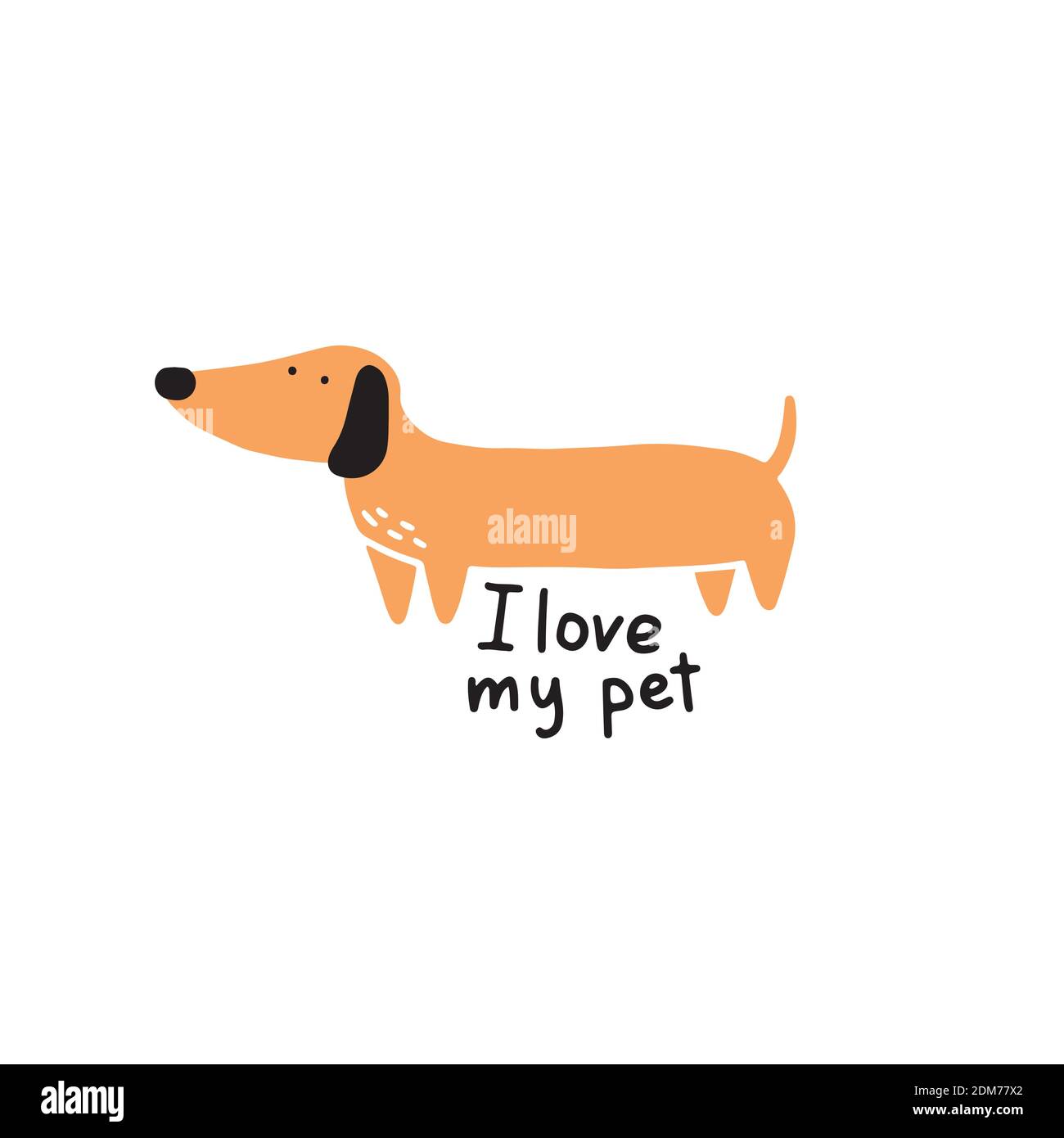 Carino cucciolo cane. Illustrazione del personaggio di un cane fumetto per il disegno di icone, logo, poster, banner. Divertente e felice concetto di animale domestico. Illustrazione Vettoriale