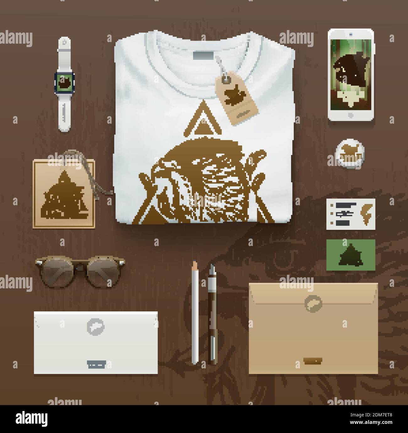 Modello di identità aziendale. Business set per negozio, marchio, stile, identità. Mockup di branding. Pacchetti Mock-up Pack per la vostra azienda. Illustrazione Vettoriale