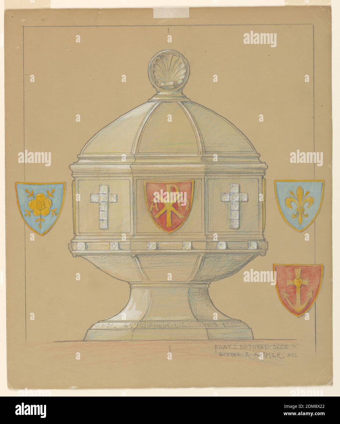 Disegno Per L Elevazione Di Una Ciotola Battesimale In Metallo George E Germer 1868 1936 George