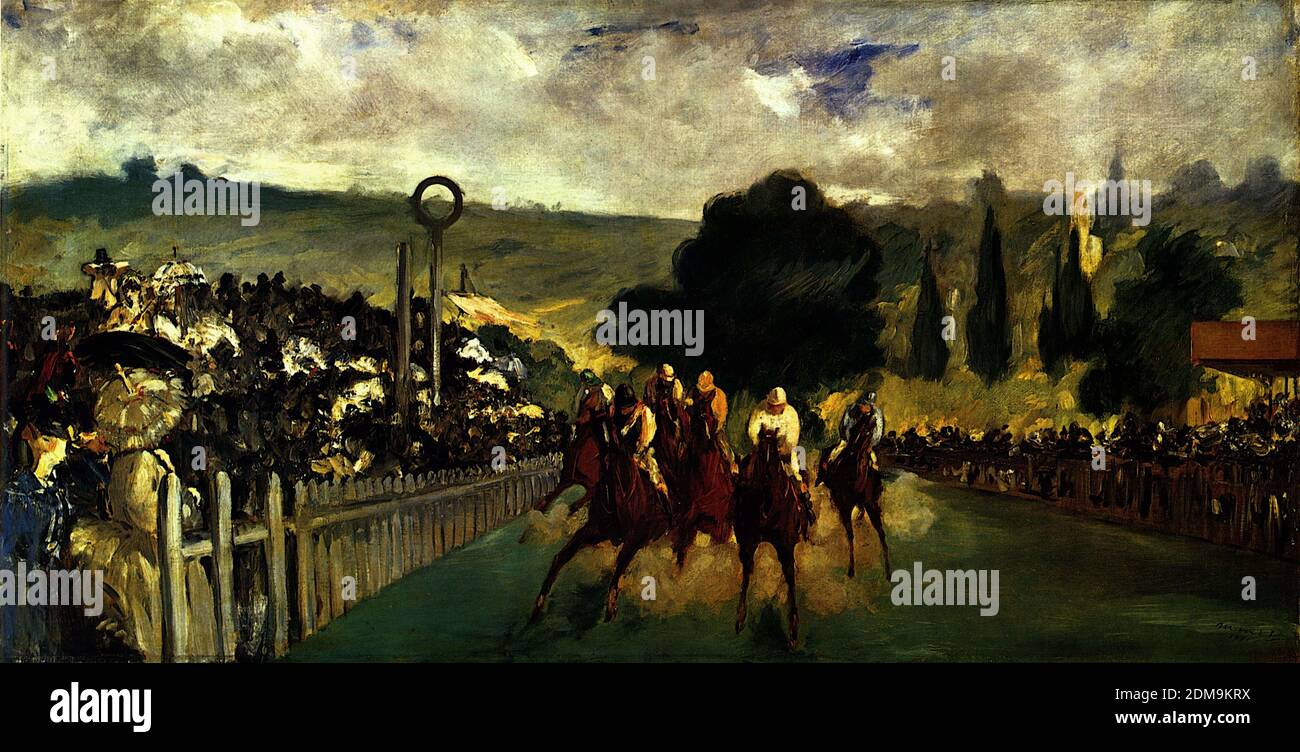 Le gare a Longchamp, Champ de Course Longchamp (1864) dipinto modernista francese di Édouard Manet - altissima risoluzione e immagine di qualità Foto Stock