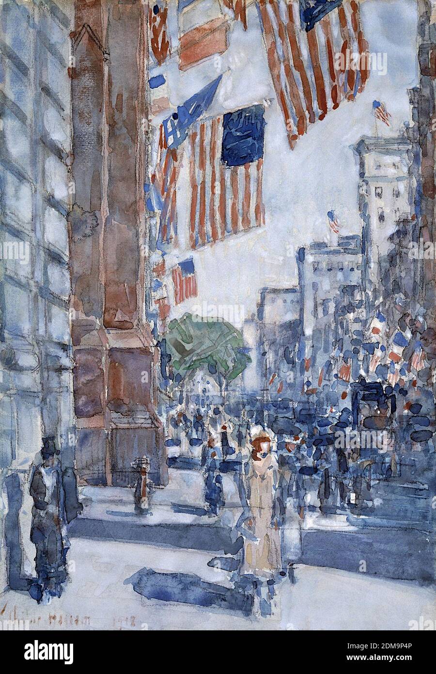 Flags, Fifth Avenue 1918 American Impressionist Painting by Childe Hassam - altissima risoluzione e qualità dell'immagine Foto Stock