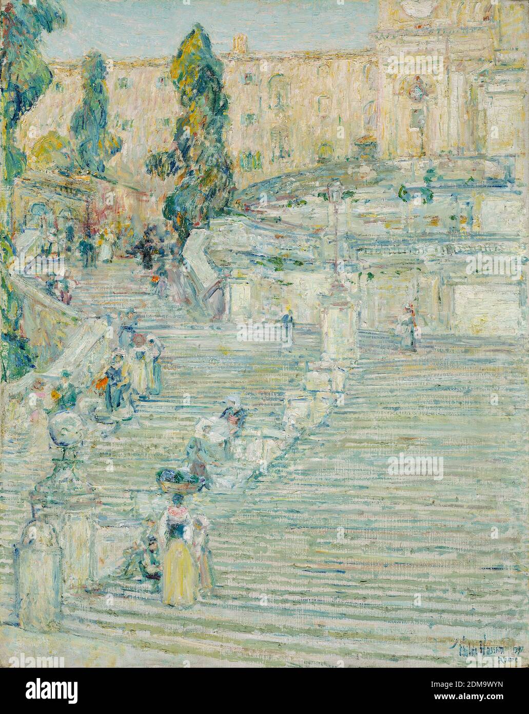 La Scala Spagnola, Roma 1897 American Impressionist Painting by Childe Hassam - altissima risoluzione e qualità dell'immagine Foto Stock
