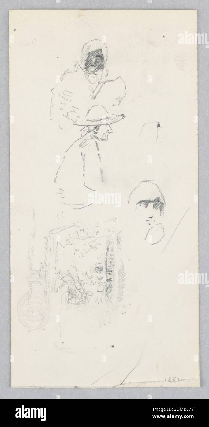 Figure, Robert Frederick Blum, americano, 1857–1903, grafite su carta wove, schizzi di figure diverse., USA, 1882, figure, disegno Foto Stock