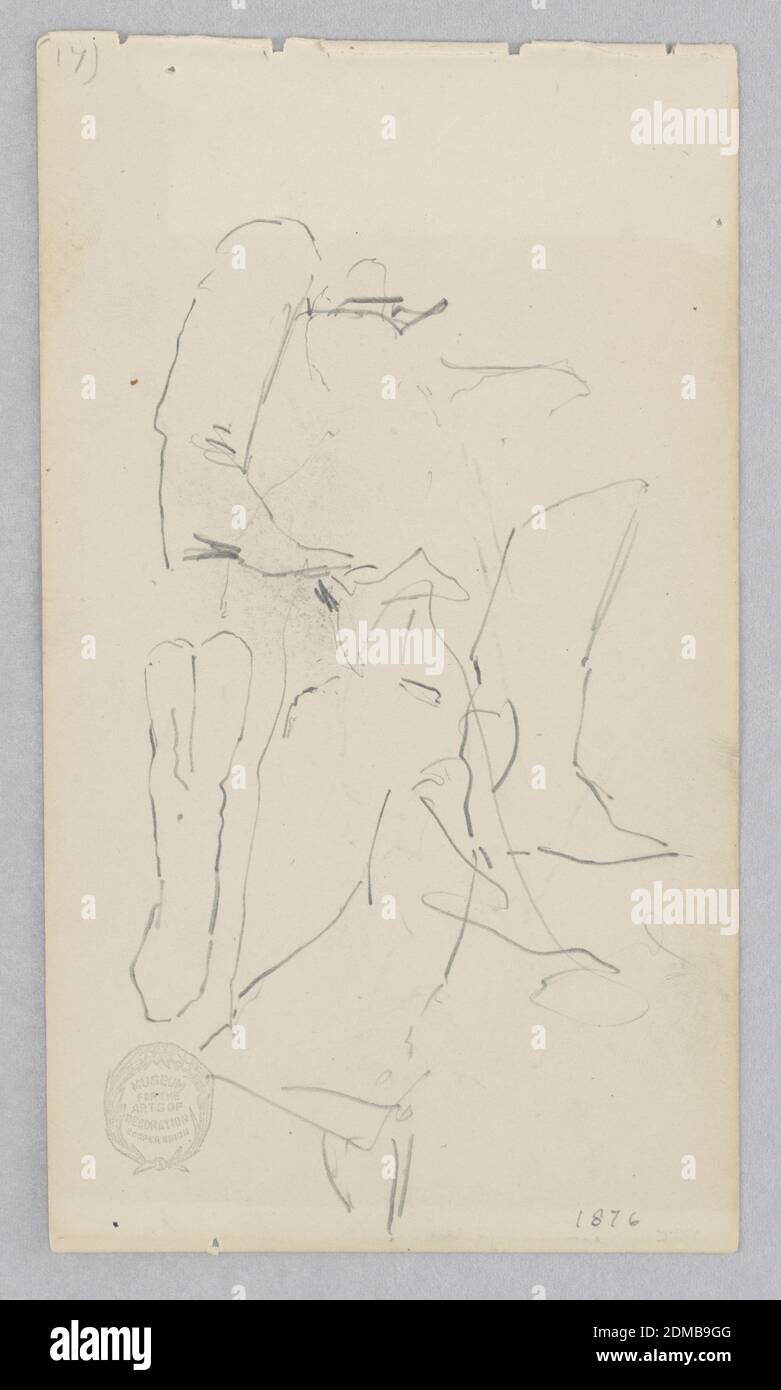 Figura, Robert Frederick Blum, americano, 1857–1903, grafite su carta wove, schizzo di figura seduta., USA, 1876, figure, disegno Foto Stock