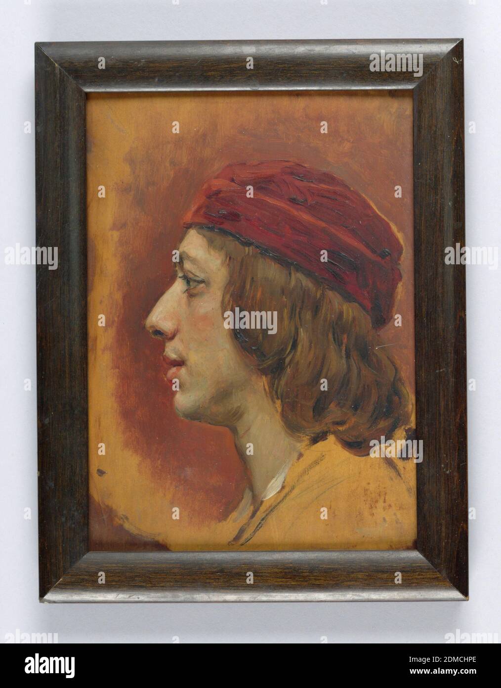 Studio di uomo, Kenyon Cox, americano, 1856–1919, pennello e olio su pannello di legno, Ritratto di una giovane figura maschile in profilo., USA, ca. 1878, figure, Pittura, Pittura Foto Stock Studio di uomo, Kenyon Cox, americano, 1856–1919, pennello e olio su pannello di legno, Ritratto di una giovane figura maschile in profilo., USA, ca. 1878, figure, Pittura, Pittura Foto Stock