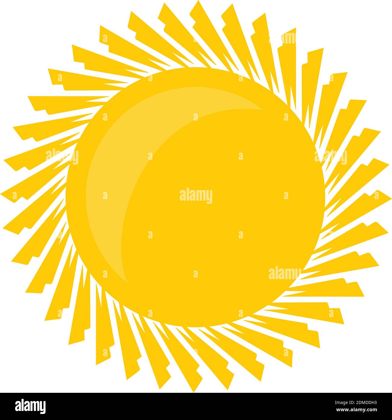 Astratto rotondo giallo luminoso vettore sole isolato estate icona disegno. Simbolo del segno isolato vettoriale dell'icona del sole. Illustrazione vettoriale EPS.8 EPS.10 Illustrazione Vettoriale