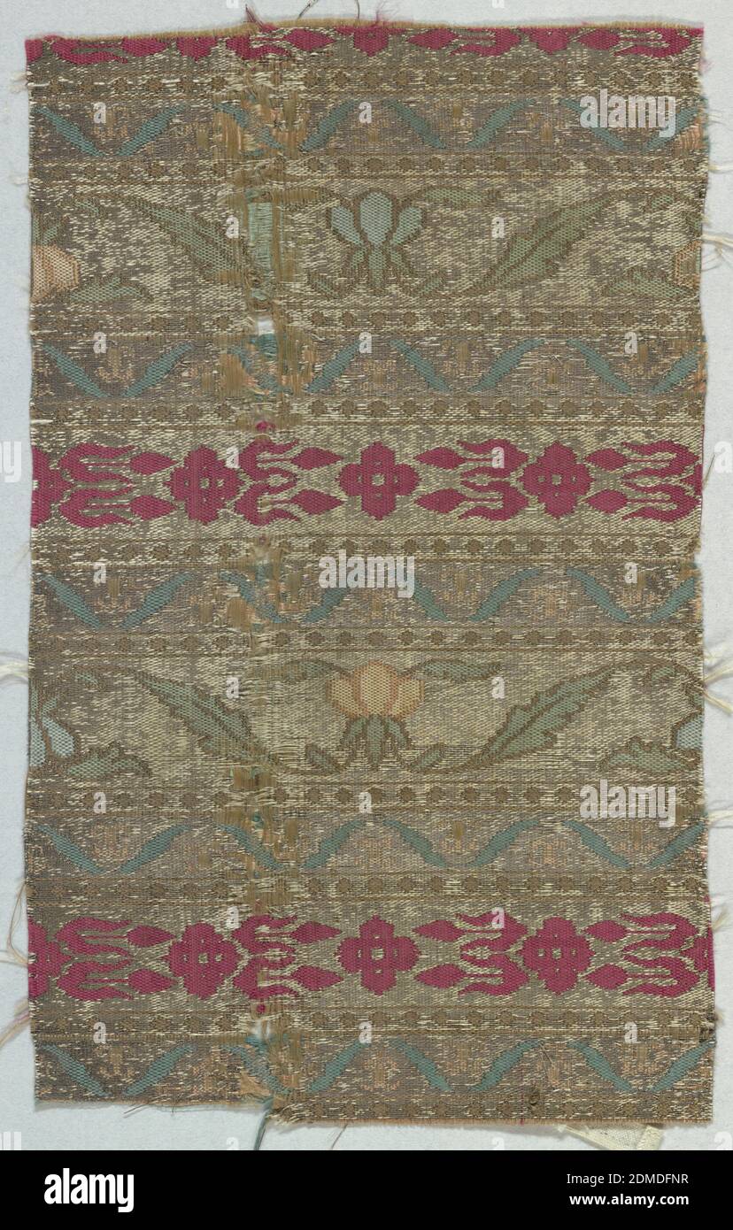 Frammento, medio: Seta, Iran, 17 ° secolo, tessuti tessuti, frammento Foto Stock