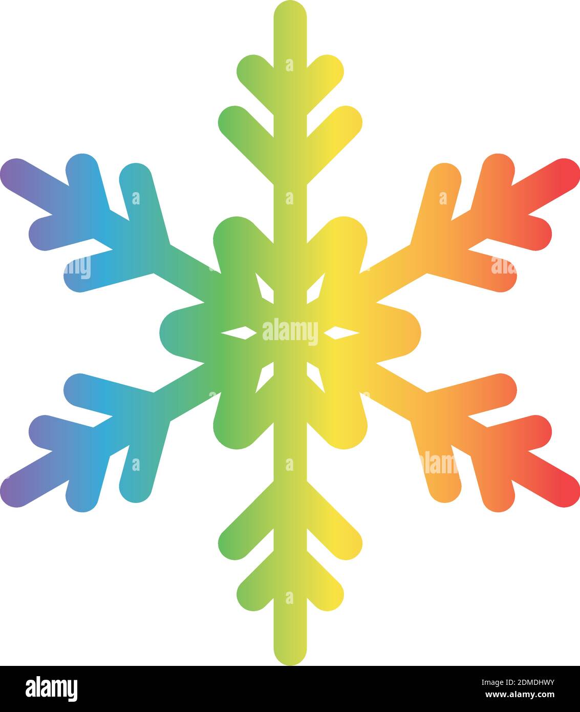 Colore arcobaleno bello fiocco di neve su sfondo bianco per lgbtq Natale concetto Illustrazione Vettoriale