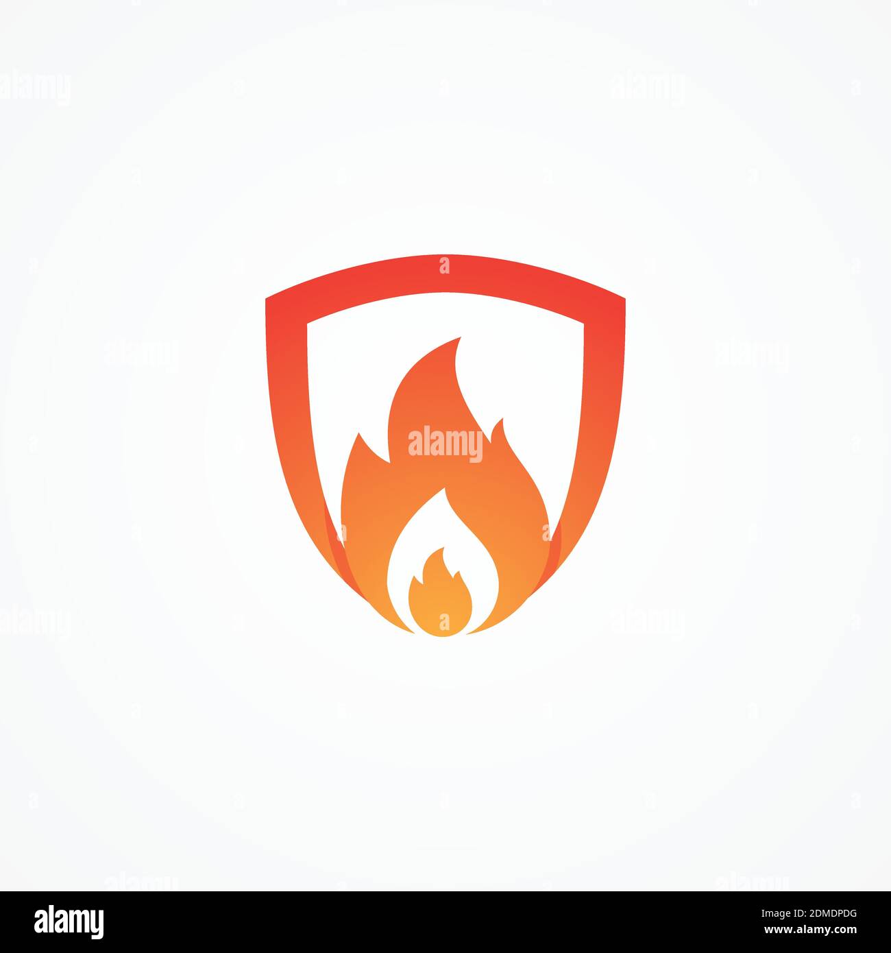 Simbolo astratto dello scudo a forma di icona antincendio. Design creativo fuoco con colore arancione. Illustrazione vettoriale EPS.8 EPS.10 Illustrazione Vettoriale