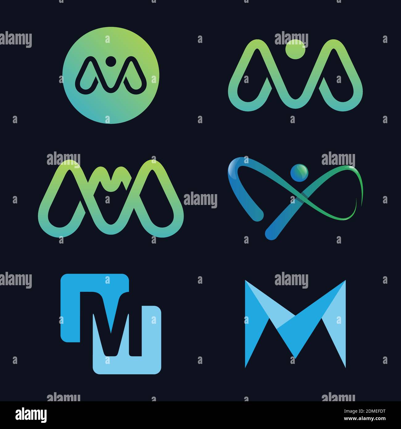 Set di modelli di progettazione vettoriale aziendali con lettera M colorata. È sufficiente inserire il proprio marchio. Illustrazione vettoriale EPS.8 EPS.10 Illustrazione Vettoriale