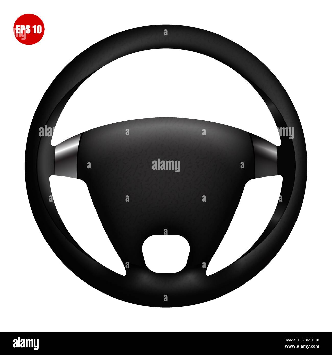 volante per auto realistico. Pezzi di ricambio e modernizzazione. Posizione corretta delle mani del conducente sul volante. Sicurezza del conducente e dei pedoni. Tra Illustrazione Vettoriale