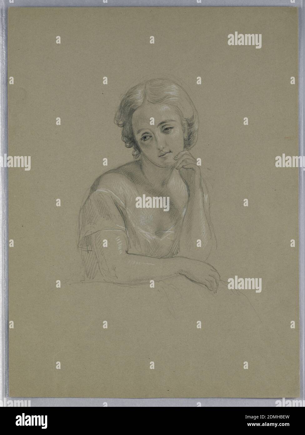 Possibile studio per 'marth, Daniel Huntington, americano, 1816–1906, grafite, White Chalk Support: Grey wove Paper, USA, 1860, figure, disegno Foto Stock