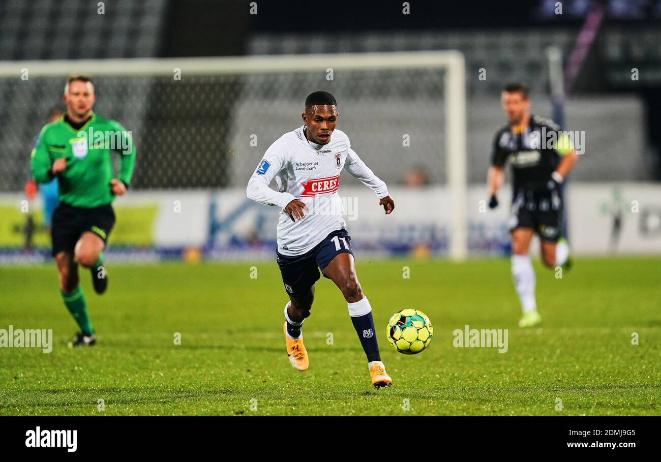 Aarhus Stadium, Aarhus, Danimarca. 16 Dic 2020. Link regalo di Aarhus GF durante Aarhus GF contro AC Horsens nello stadio di Aarhus, Aarhus, Danimarca. Kim Price/CSM/Alamy Live News Foto Stock