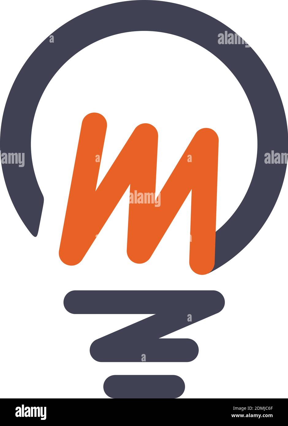 Idea di lampadina con modello di logo M Vector. Icona aziendale come il logotipo. Lampada creativa idea M vettore. Illustrazione vettoriale EPS.8 EPS.10 Illustrazione Vettoriale