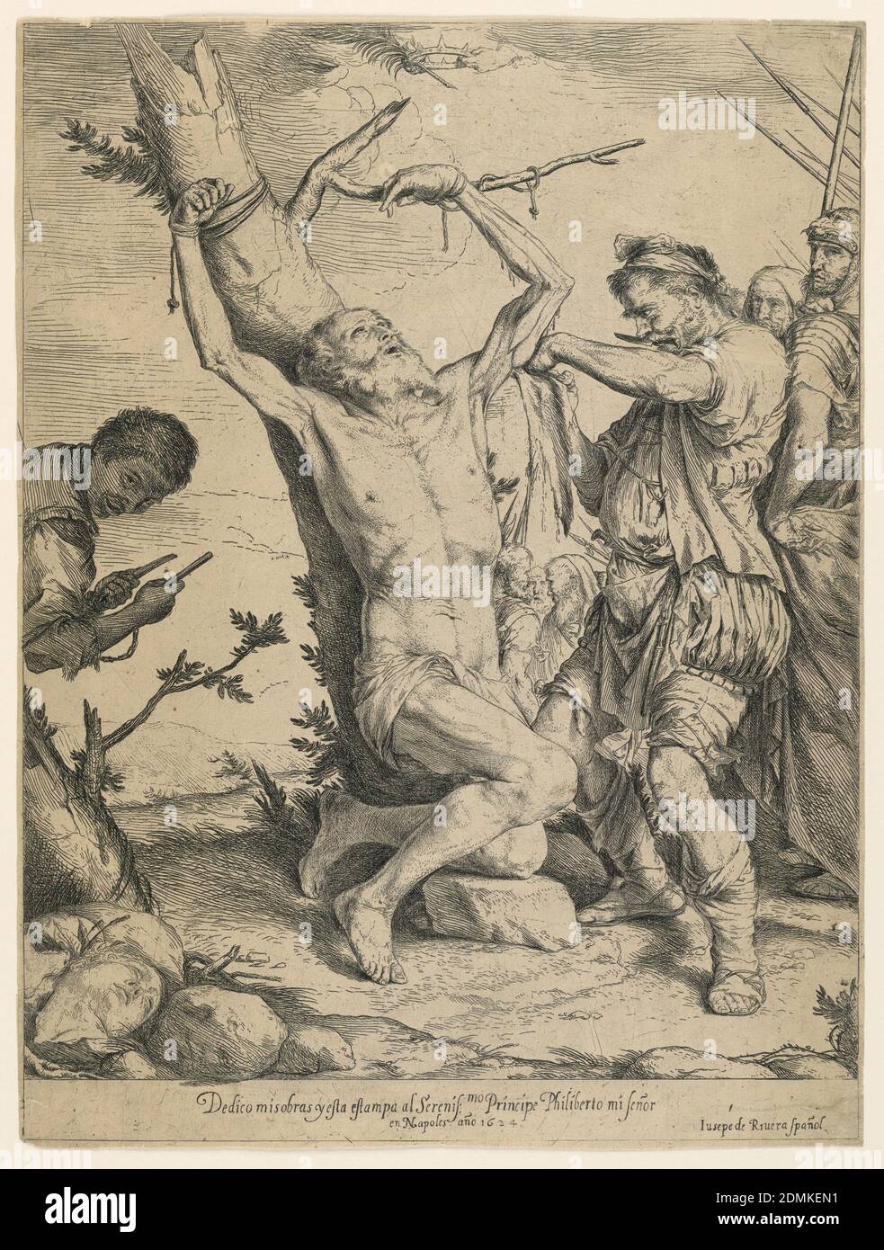 Martirio di San Bartolomeo, Giusepe de Ribera, spagnolo, Italia attiva,  1591 – 1652, incisione su carta, Spagna, 1624, Stampa Foto stock - Alamy