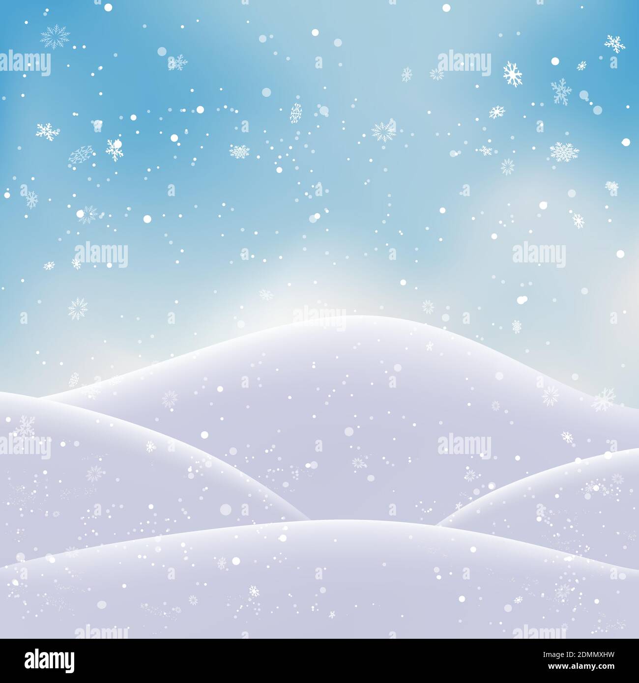 Natale neve colline blu cielo sfondo Illustrazione Vettoriale