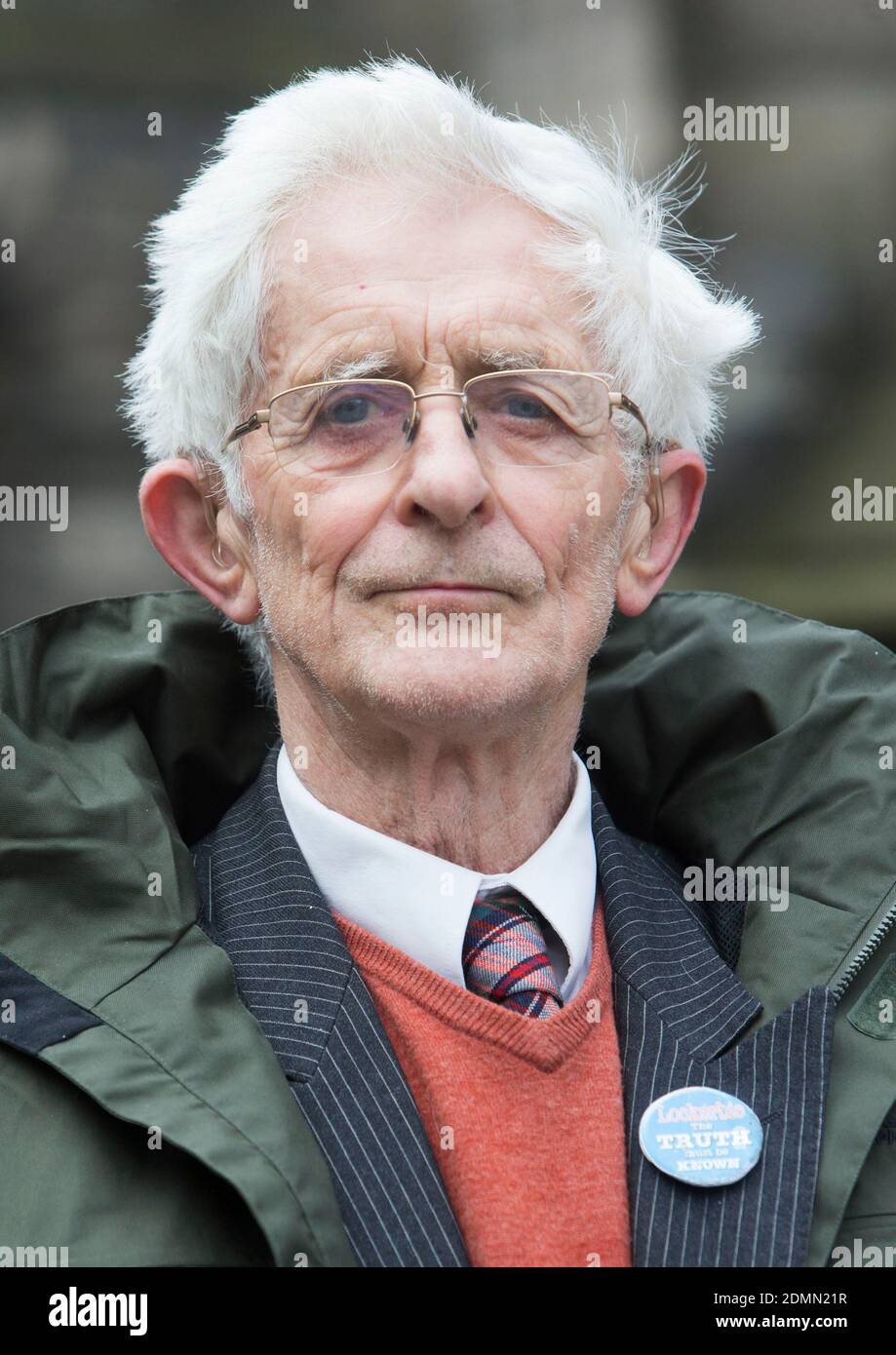 File photo datato 27/3/2015 del dottor Jim Swire, il padre di una vittima di un bombardamento di Lockerbie, che ha detto che spera "una certa verità verrà fuori" dopo che è emerso il Dipartimento di Giustizia degli Stati Uniti prevede di dissigillare le accuse in relazione all'attacco. Il bombardamento del volo Pan Am 103, in viaggio da Londra a New York il 21 1988 dicembre, ha ucciso 270 persone nella più grande atrocità terroristica della Gran Bretagna. Foto Stock
