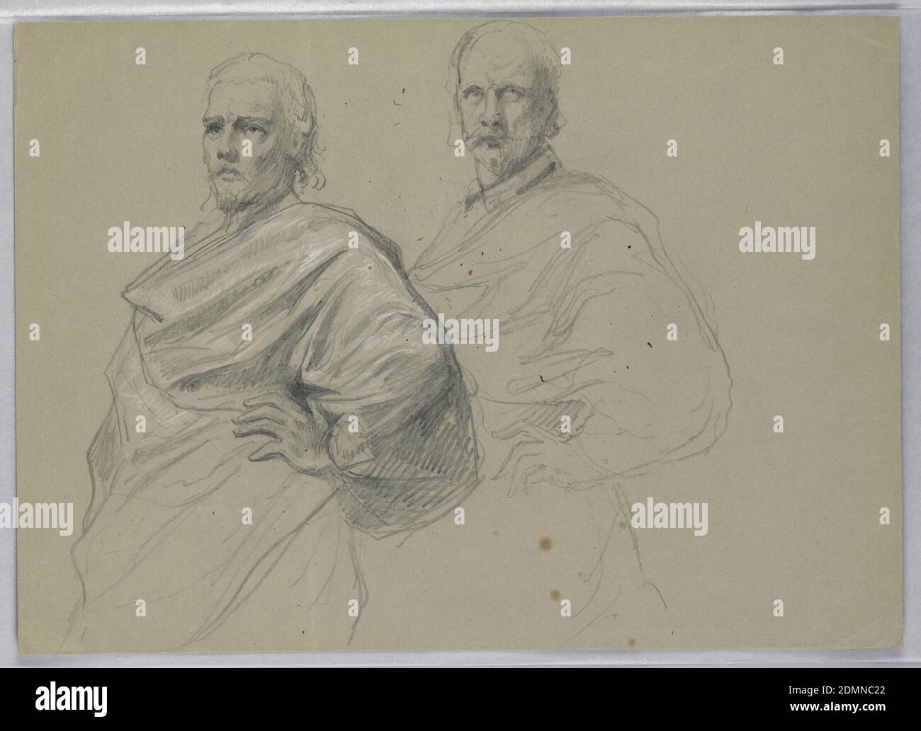 Studio per 'Tiziano che mostra, Daniel Huntington, americano, 1816–1906, grafite, White Chalk Support: Grey Wove Paper, USA, 1871–72, figure, disegno Foto Stock