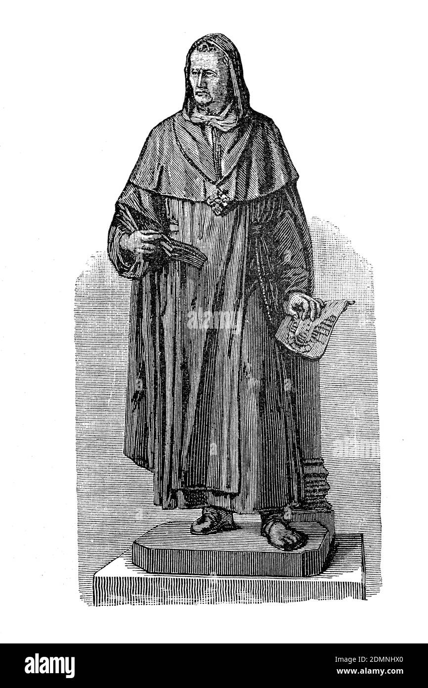Albertus Magnus, 1200 – 15 novembre 1280, noto anche come Sant'Alberto Magno e Alberto di Colonia, è stato un frate e vescovo cattolico tedesco, Albertus Magnus, Albert von Lauingen, Albertus Theutonicus, Albertus Coloniensis, Albert der Große, Albert der Deutsche, auch fälschlich Albert Graf von Bollstäd, um 1200 - 15. Novembre 1280, war ein deutscher Gelehrter und Bischof, Historisch, storico, digitale riproduzione migliorata di un originale del 19 ° secolo / digitale Reproduktion einer Originalvorlage aus dem 19. Jahrhundert, Foto Stock