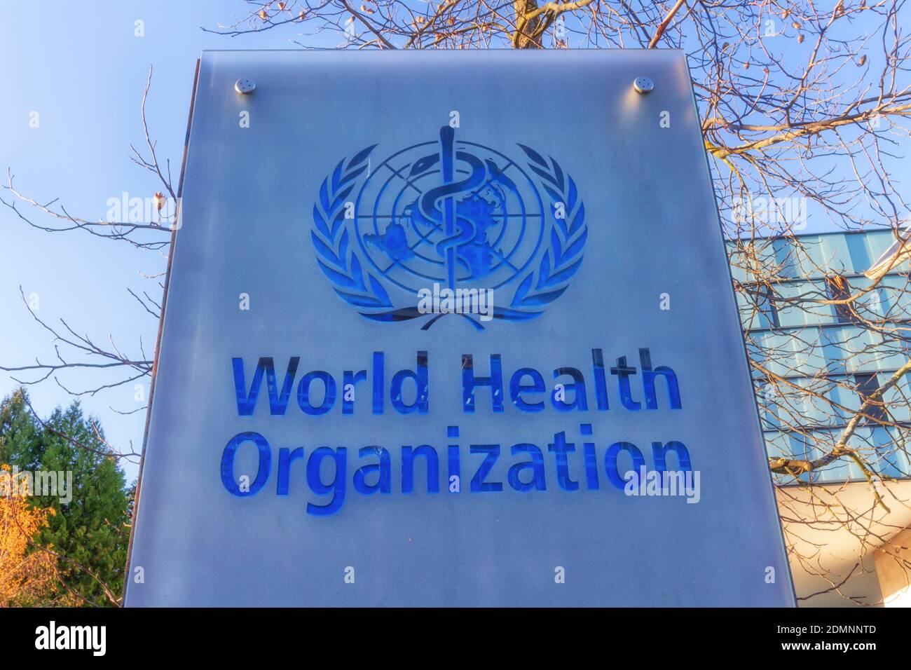 Ginevra, Svizzera - 07 dicembre 2020: Organizzazione mondiale della sanità, OMS - OMS, sede centrale Foto Stock