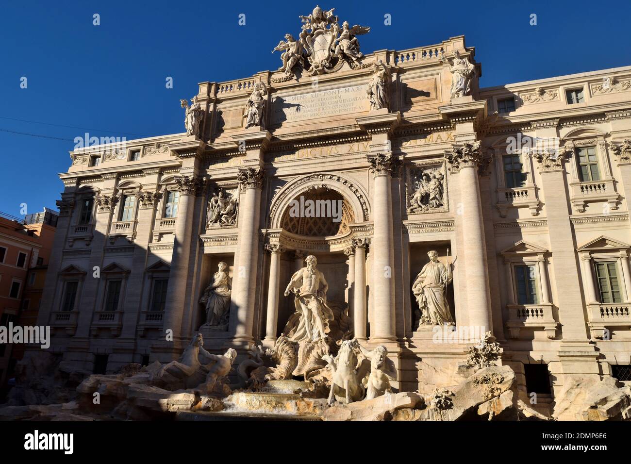 Vista della fontana di Trevi, Roma, Italia Foto Stock