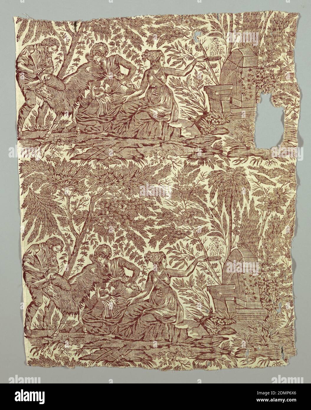 Frammento, ca. 1810, tessuti stampati, tinti e verniciati, frammenti Foto Stock