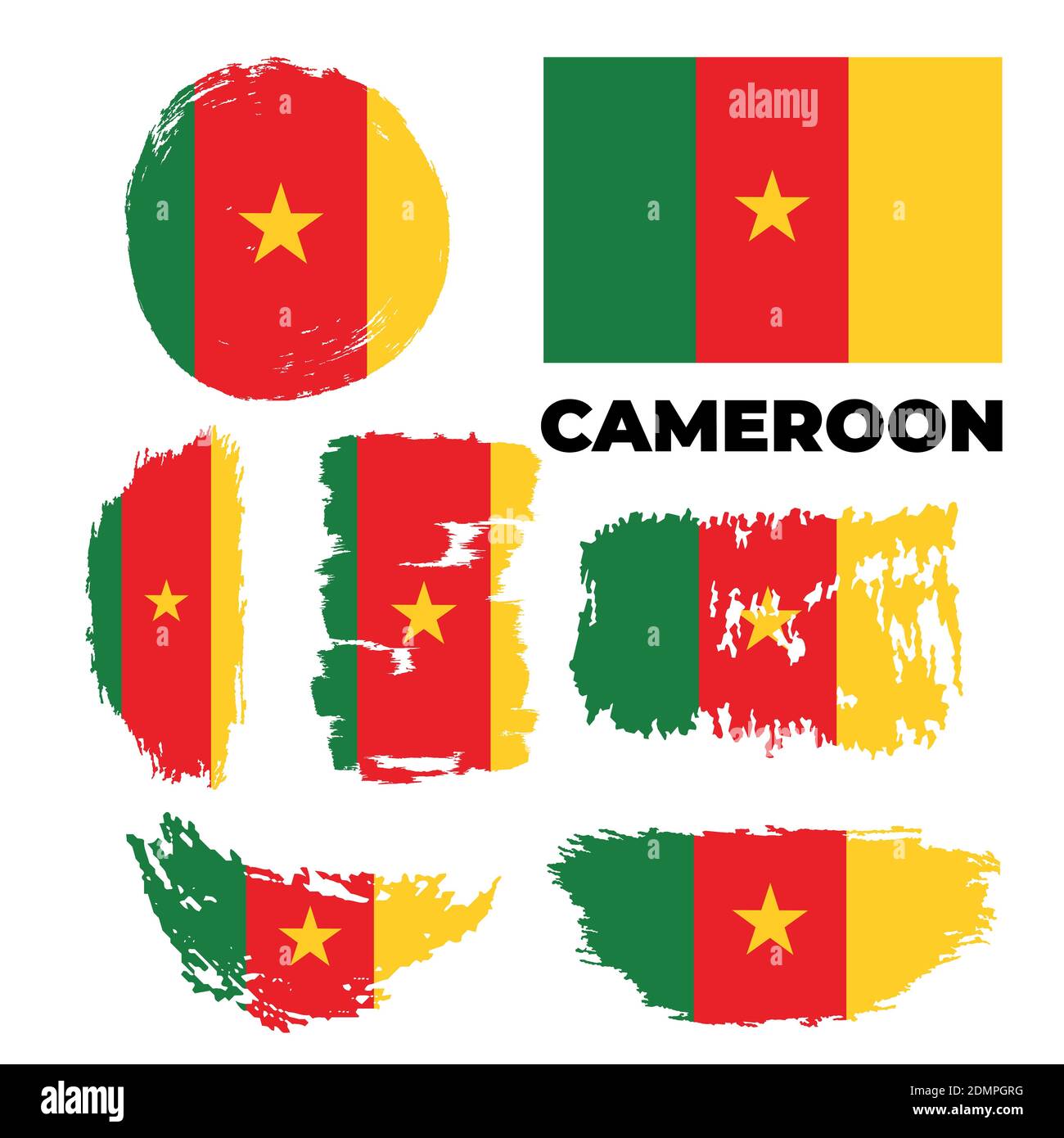 Bandiera artistica grugnosa con pennello ad acquerello del Camerun. Illustrazione Vettoriale