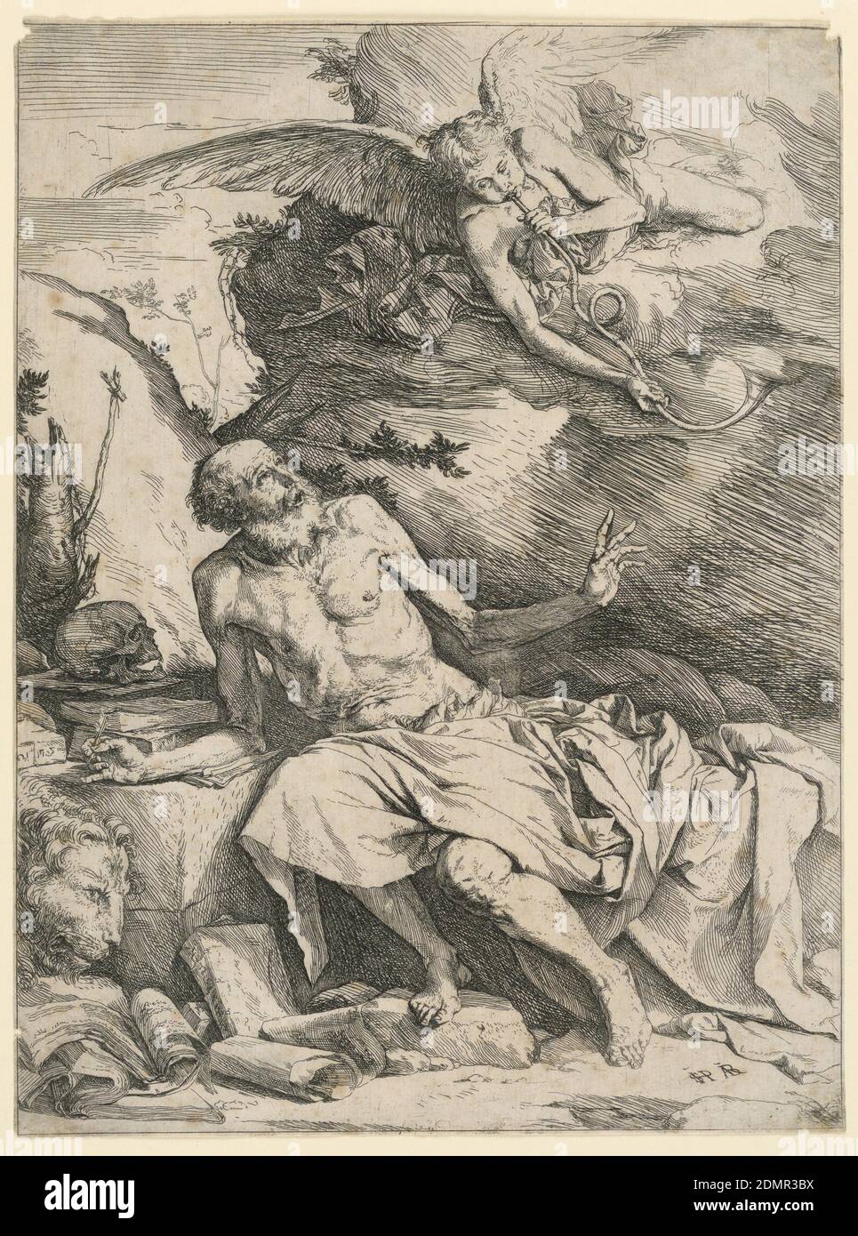 San Girolamo, Jusepe de Ribera, spagnolo, attivo Italia, 1591 – 1652,  incisione su carta bianca, Spagna, ca. 1620, figure, Stampa Foto stock -  Alamy