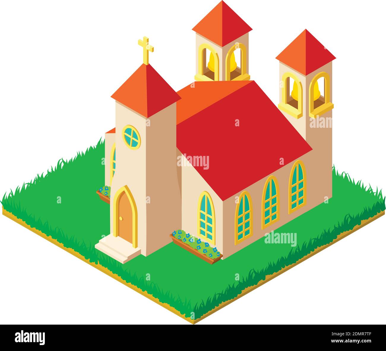 Icona della chiesa cattolica. Illustrazione isometrica dell'icona del vettore della chiesa cattolica per il web Illustrazione Vettoriale