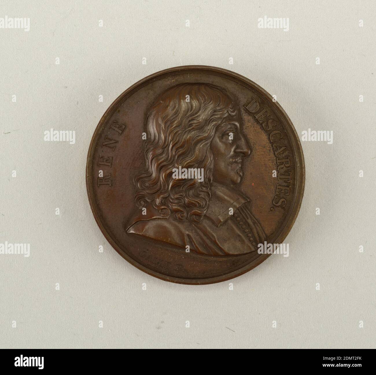 Galerie métallique des grands hommes français (grandi uomini di Francia), bronzo fuso, Busto di René Descartes (1596 – 1650)., Francia, 1819, metallurgia, Arti decorative, Medaglia, Medaglia Foto Stock