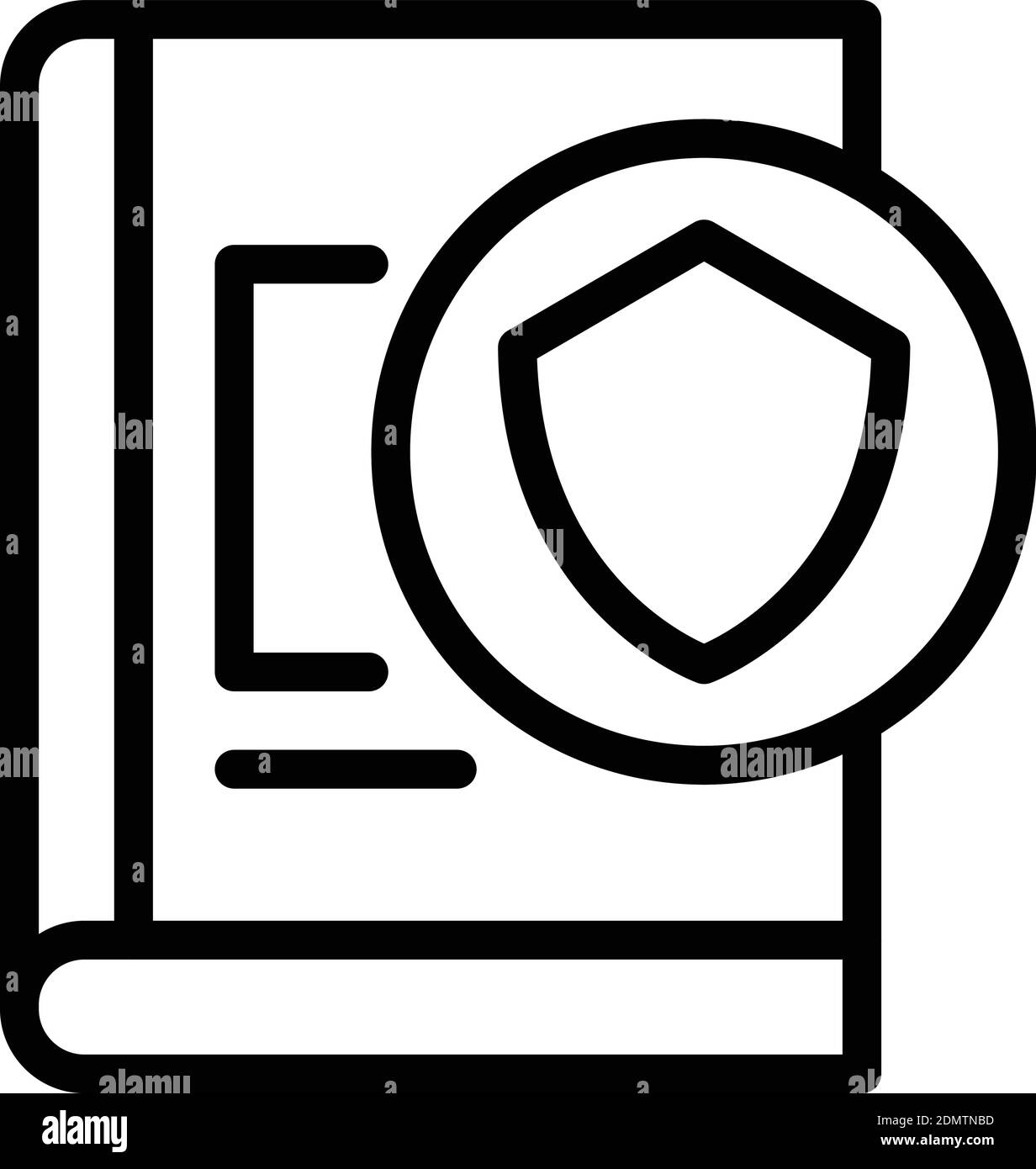 Icona del libro di controllo protetto. Icona vettoriale di un libro di controllo protetto per la progettazione Web isolata su sfondo bianco Illustrazione Vettoriale