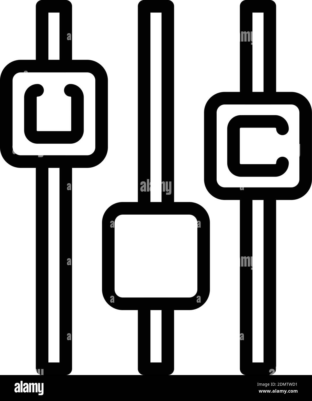 Icona del pulsante di comando dell'equalizzatore. Icona vettoriale del pulsante di controllo dell'equalizzatore di contorni per la progettazione Web isolata su sfondo bianco Illustrazione Vettoriale