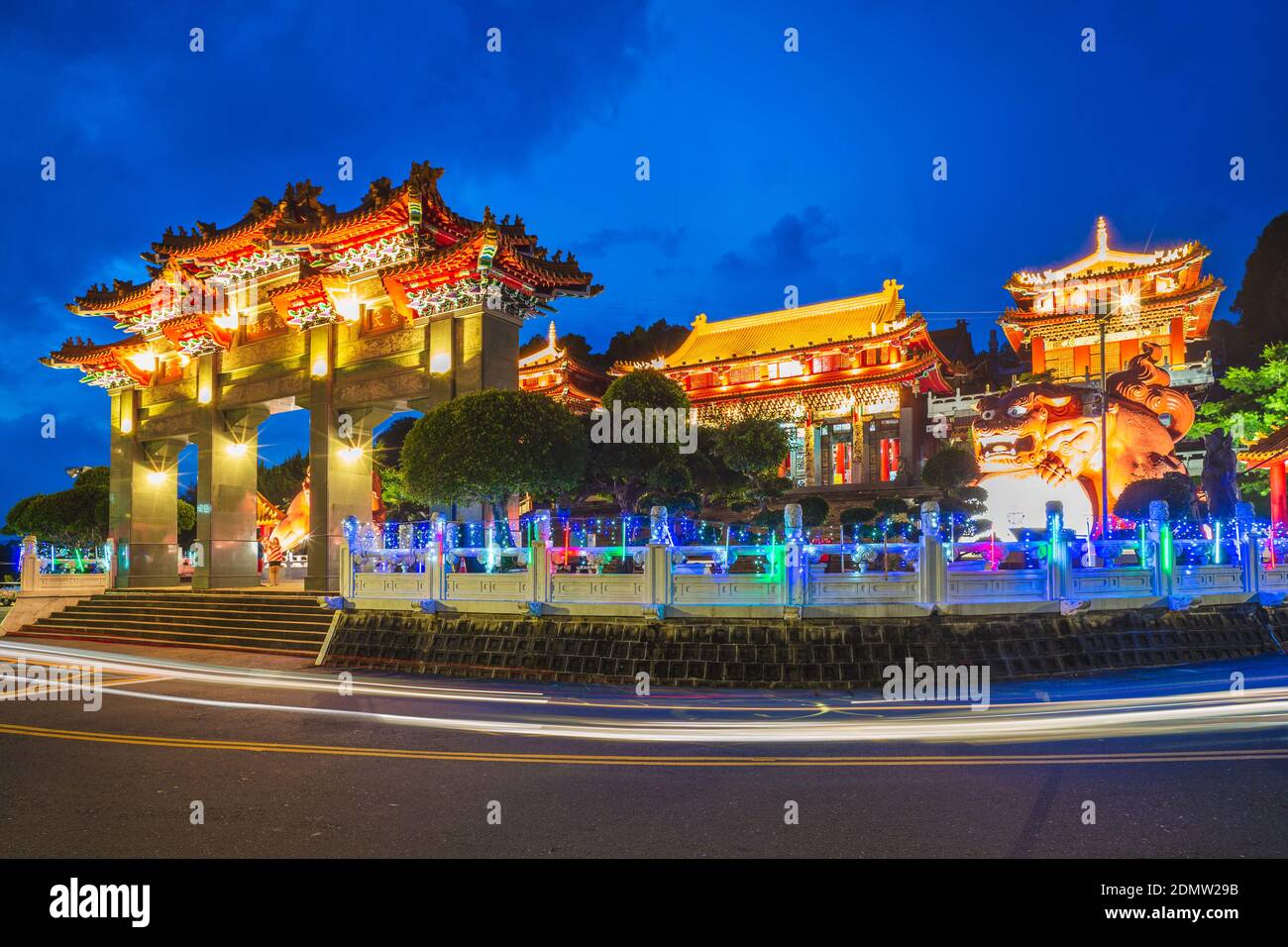 Scena notturna del Tempio di Wen Wu a Nantou. Traduzione: wen wu tempio, Foto Stock