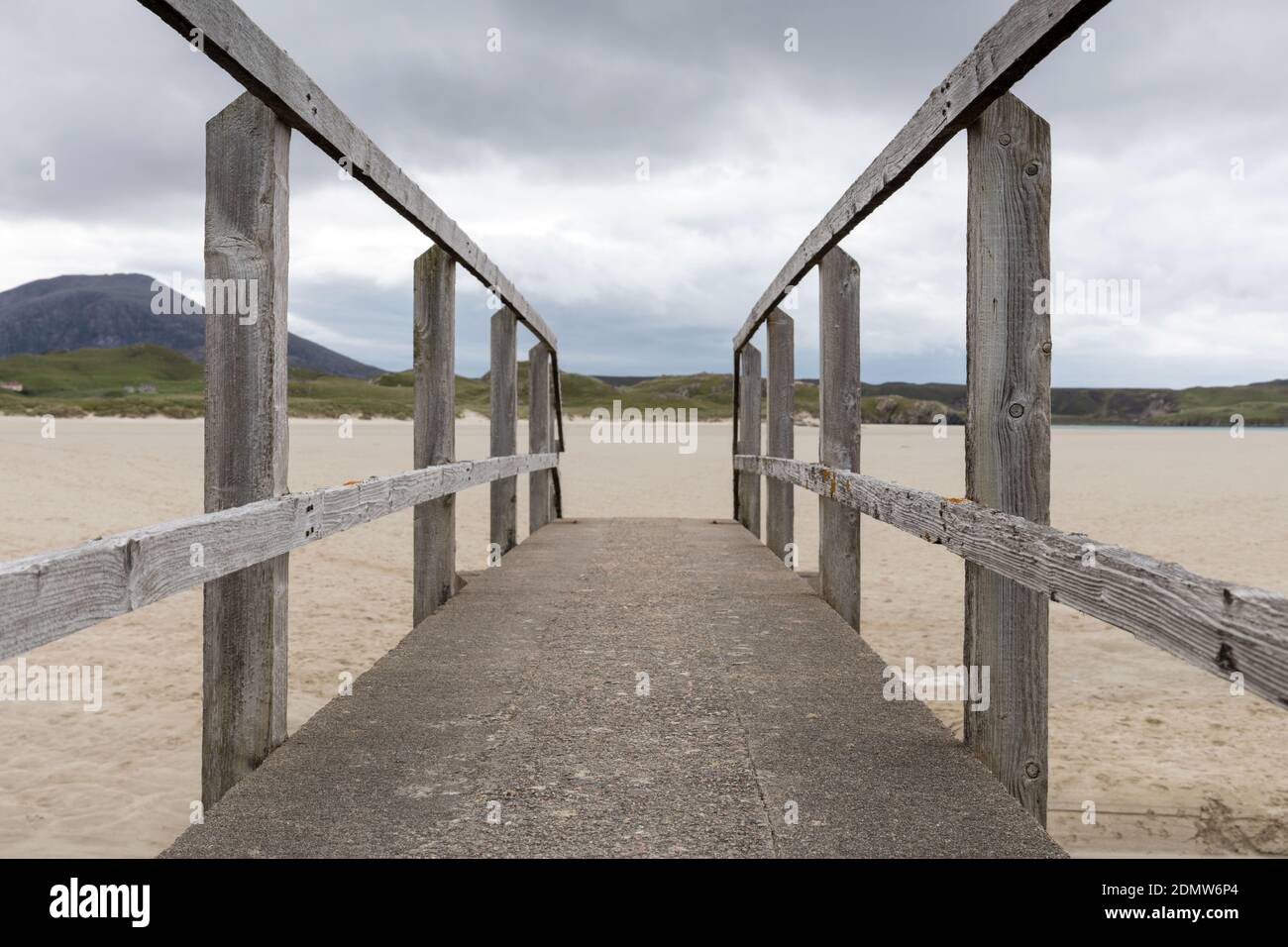 Ponte su Uig Sands, Isola di Lewis Foto Stock