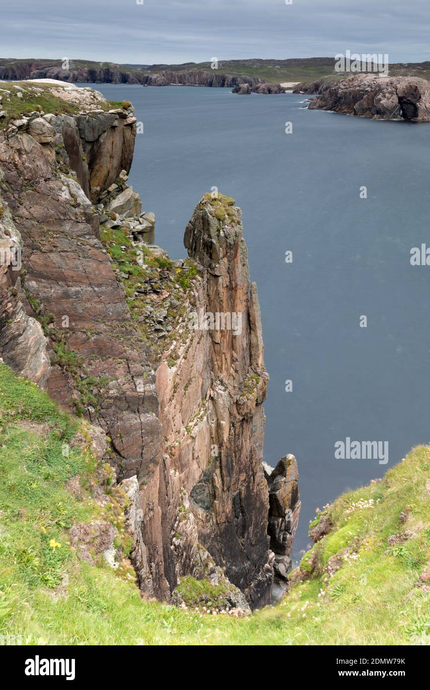 Mangersta Sea Stacks, Isola di Lewis, Scozia Foto Stock