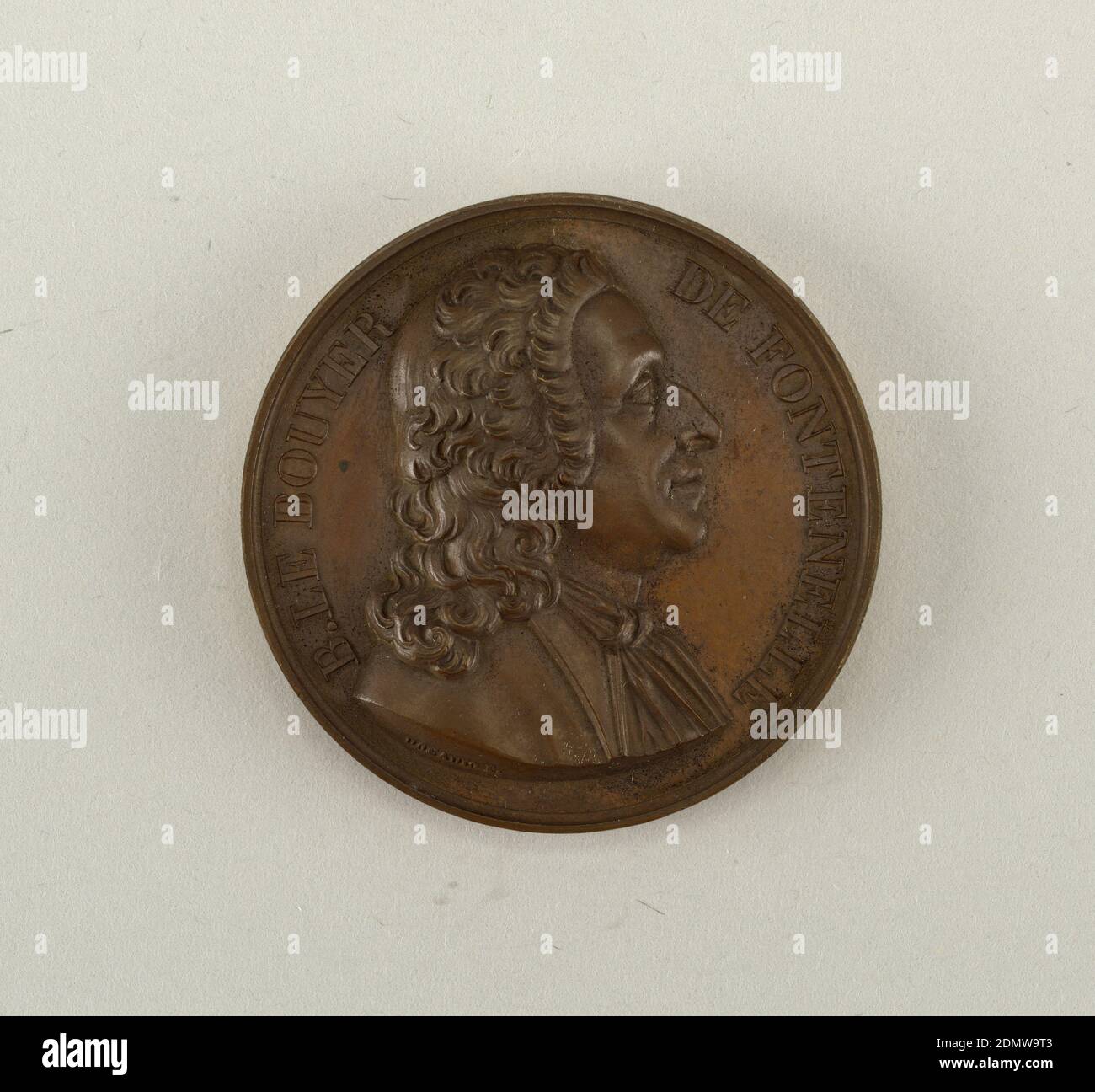 Galerie métallique des grands hommes français (grandi uomini di Francia), bronzo fuso, Busto di Bernard le Bovier de Fontenelle (1657 – 1757)., Francia, 1819, metallurgia, Arti Decorative, Medaglia, Medaglia Foto Stock