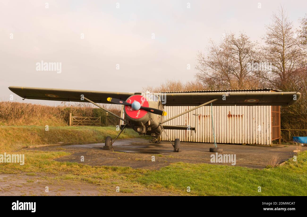 Max. Holste MH. 1521 Broussard francese sei Seat Utility Airfield a Eggesford Airfield in Rural Devon, Inghilterra, Regno Unito Foto Stock