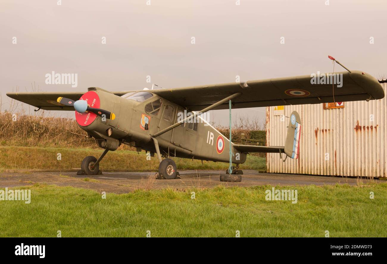 Max. Holste MH. 1521 Broussard francese sei Seat Utility Airfield a Eggesford Airfield in Rural Devon, Inghilterra, Regno Unito Foto Stock