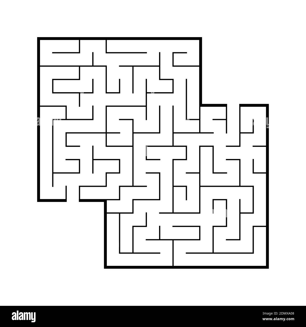 Labirinto quadrato astratto. Gioco per bambini. Puzzle per bambini. Labirinto enigma. Immagine vettoriale piatta isolata su sfondo bianco. Con posto per y Illustrazione Vettoriale