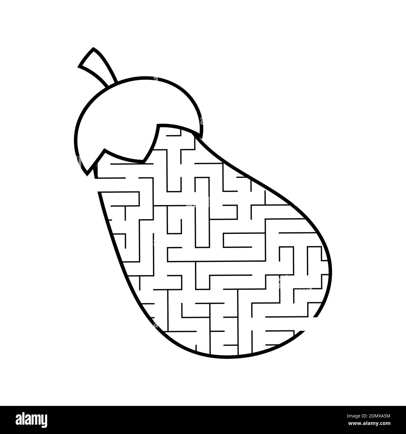 Melanzane labirinto. Gioco per bambini. Puzzle per bambini. Stile cartone animato. Tamburo a labirinto. Illustrazione vettoriale in bianco e nero. Lo sviluppo di logico Illustrazione Vettoriale