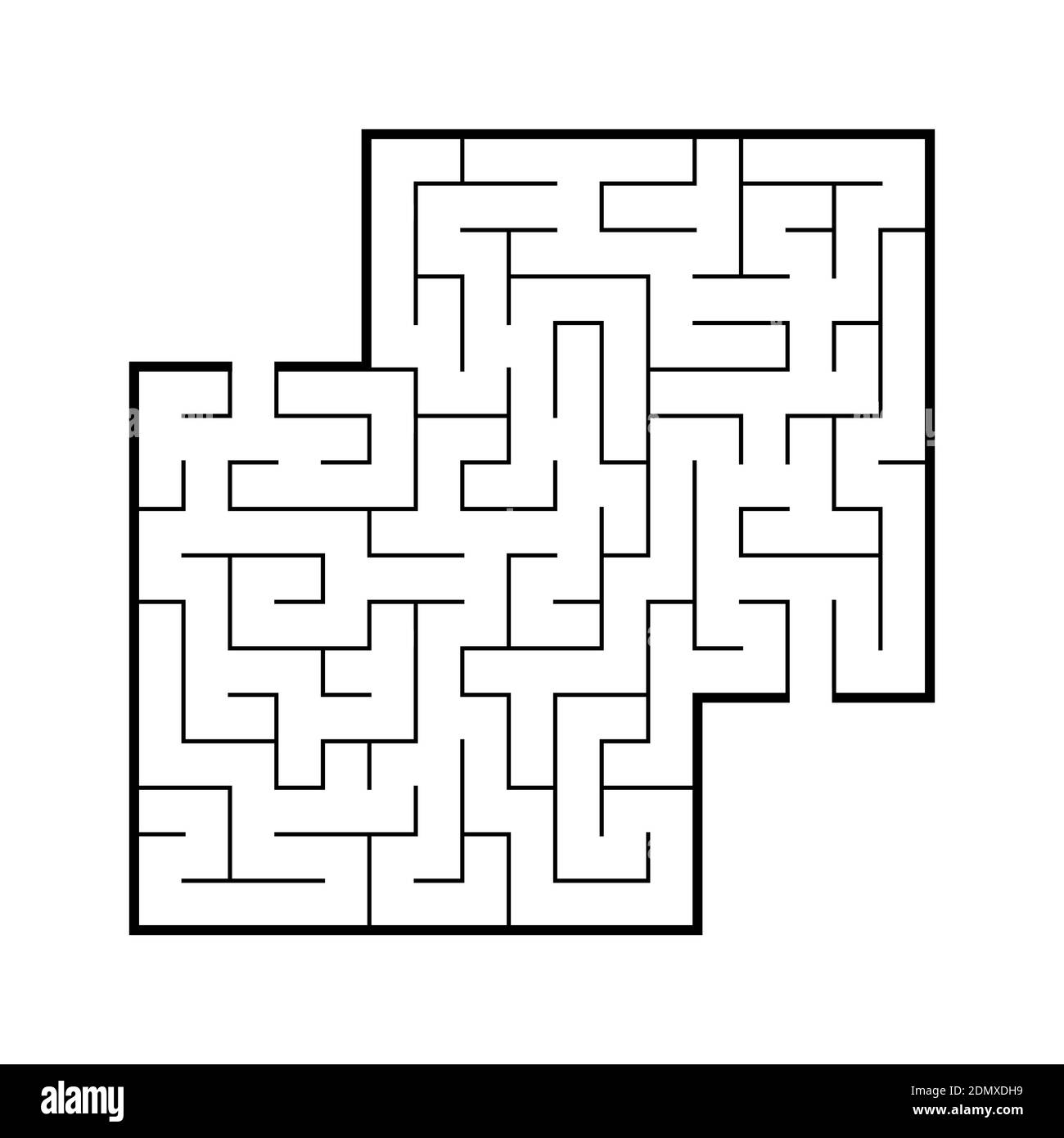 Labirinto quadrato astratto. Gioco per bambini. Puzzle per bambini. Labirinto enigma. Immagine vettoriale piatta isolata su sfondo bianco. Con posto per y Illustrazione Vettoriale