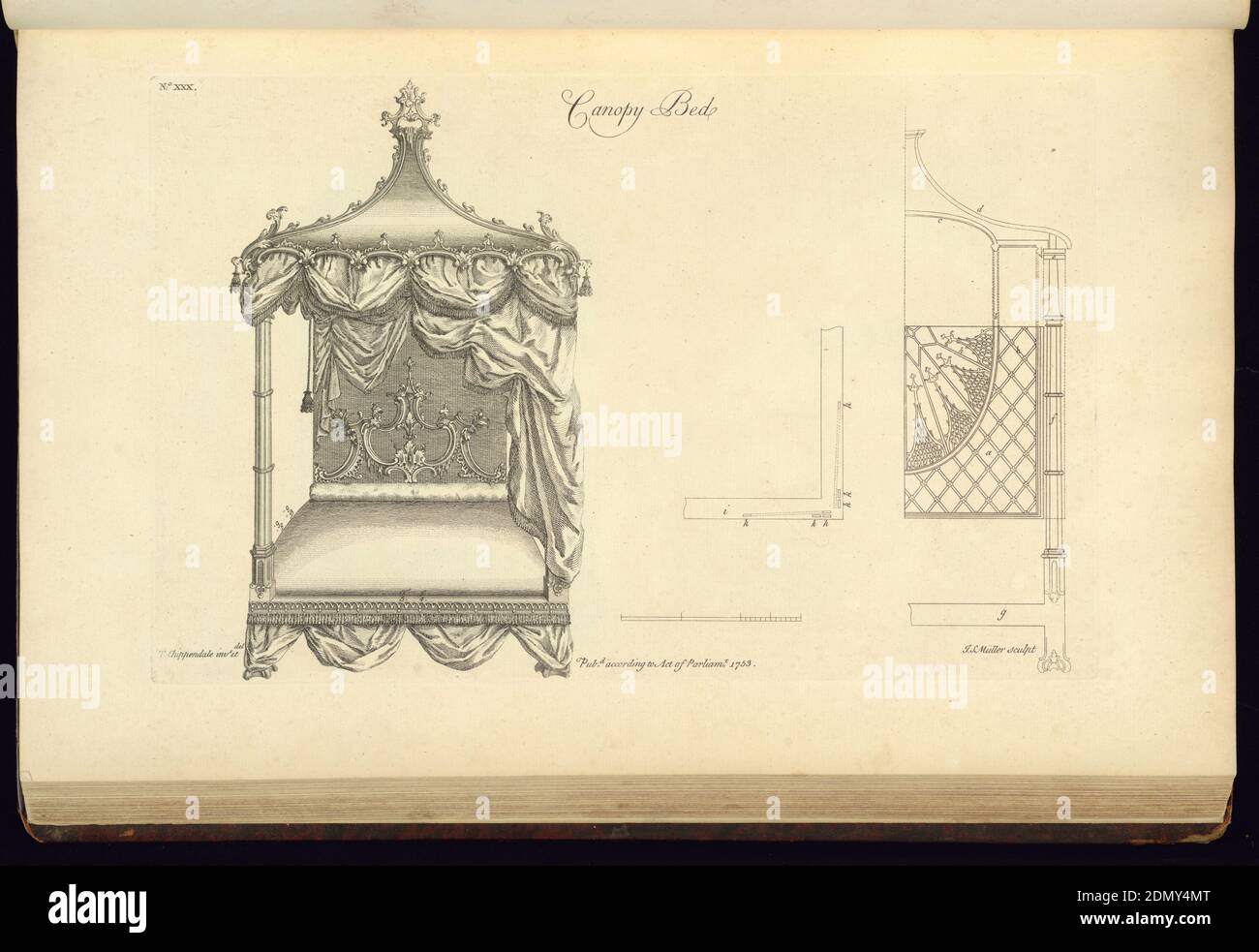 The Gentleman's e Cabinet-Maker's Director, Etching on off-white Laped paper, Inghilterra, 1755, Furniture, Print Foto Stock