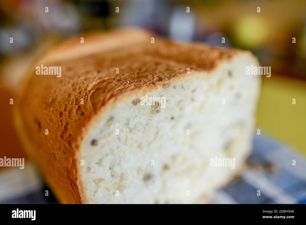 Macro primo piano di pane fatto in casa Foto Stock
