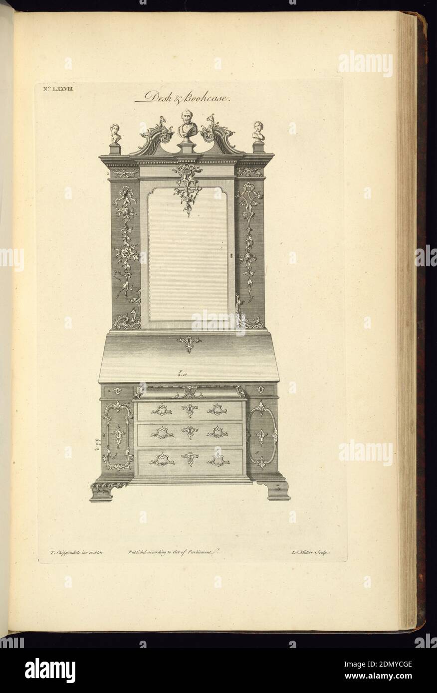 The Gentleman's e Cabinet-Maker's Director, Etching on off-white Laped paper, Inghilterra, 1755, Furniture, Print Foto Stock