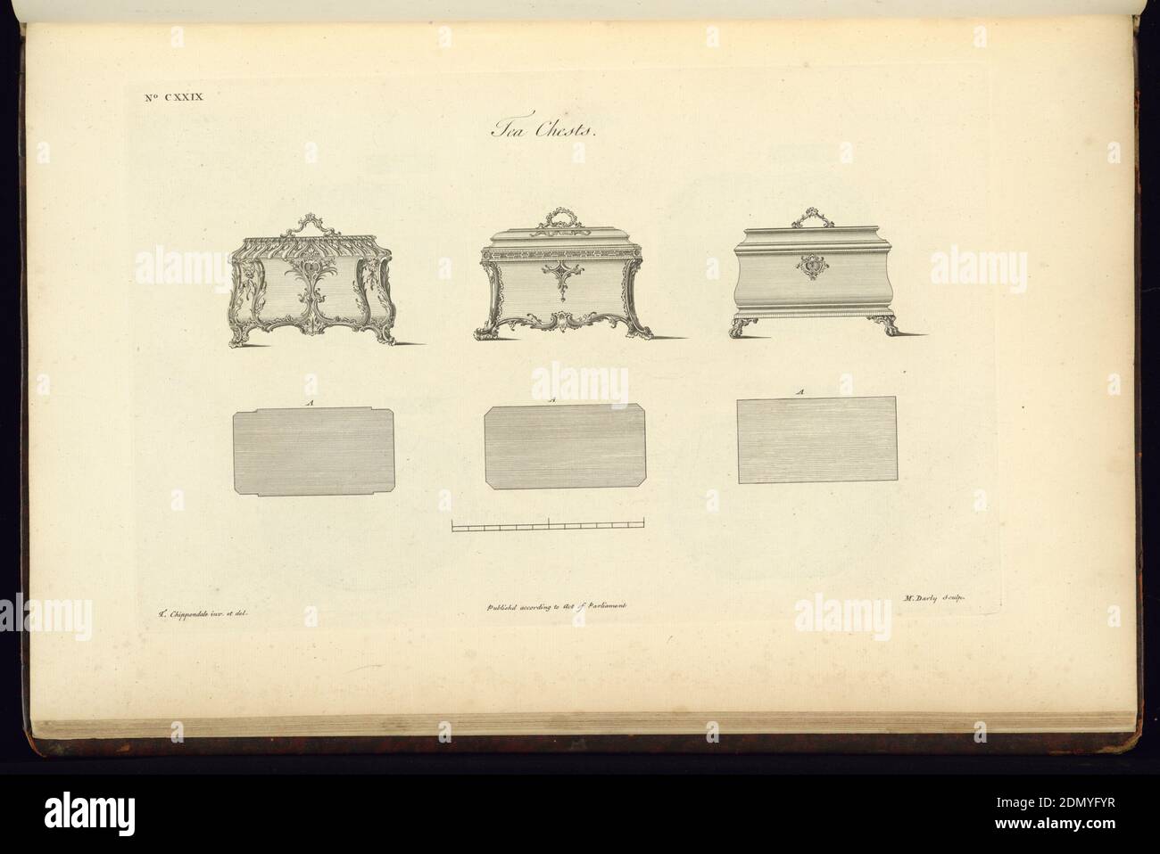 The Gentleman's e Cabinet-Maker's Director, Etching on off-white Laped paper, Inghilterra, 1755, Furniture, Print Foto Stock
