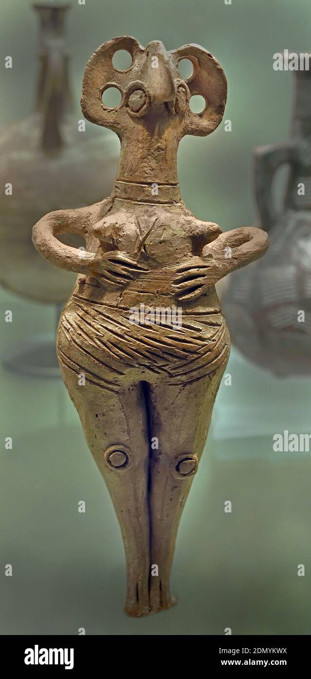 Donna con bambino fertilità siriana 1450 - 1200 BC tomba 67 Enkomi Tuzla Cipro nord occidentale capitale di Alasiya ( Alashiya- Alasiya, conosciuto anche come il regno di Alashiya, Medio e tardo Bronzo, Mediterraneo orientale. ) Foto Stock