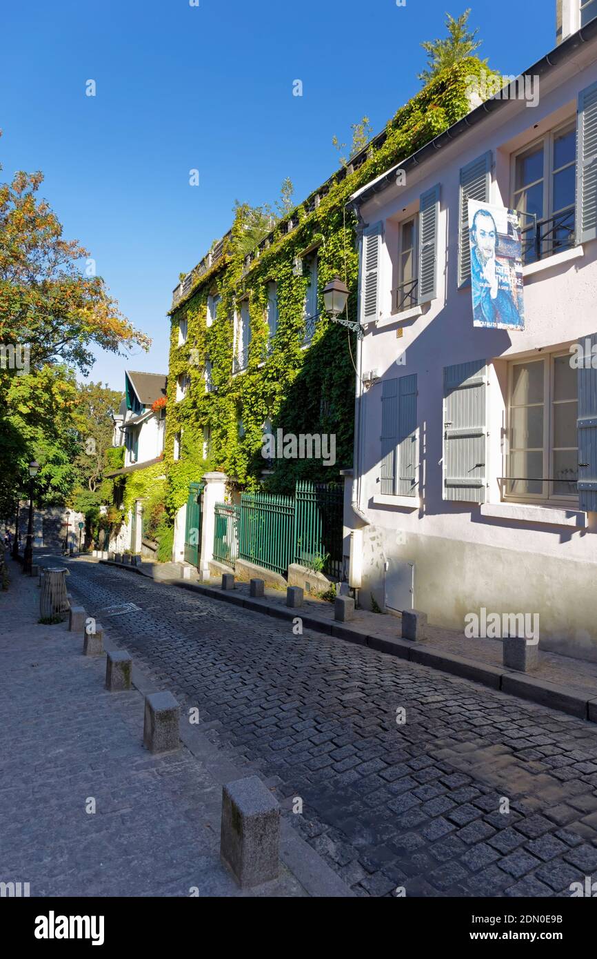Rue de l'Abreuvoir Montmartre, Parigi, Francia Foto Stock