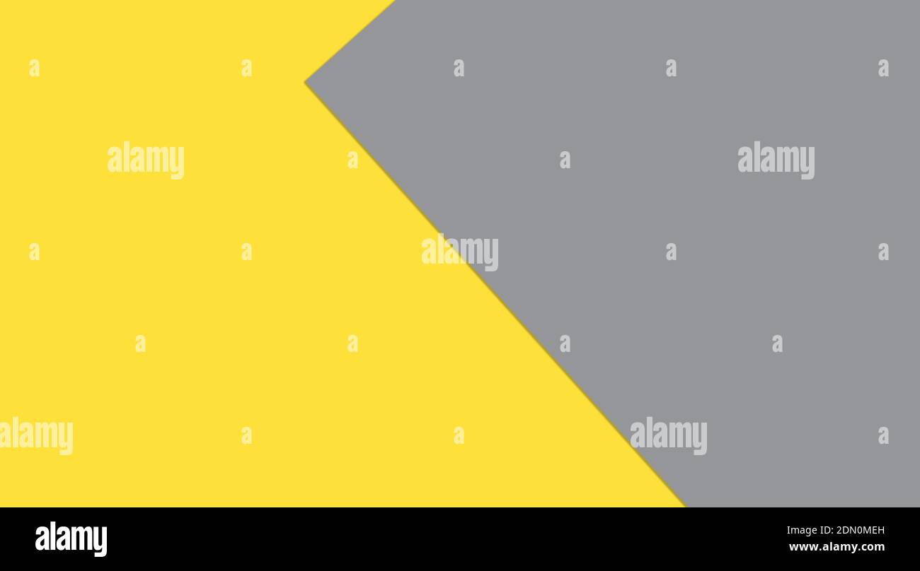 Colore dell'anno 2021 - giallo vivo e grigio neutro, disposizione con spazio per il testo, modello di colore. Illustrazione di grandi dimensioni Foto Stock