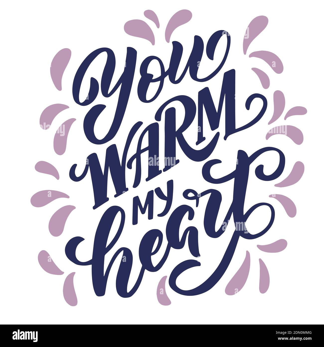 Composizione scritta disegnata a mano per giorno di valentine - si scalda il mio cuore - per la progettazione di cartoline, poster, striscioni, copertine per taccuini, stampe per t Illustrazione Vettoriale